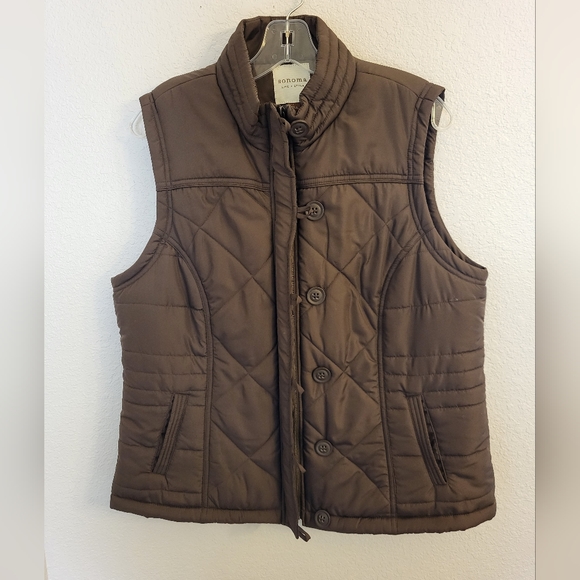 Sonoma Jackets & Blazers - Sonoma EUC Brown Quilted Puffer Vest Women's  Size Large